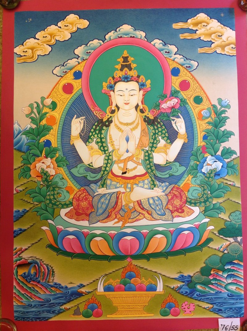 Chyangresi Thangka, Nepali Thangka, Tibetan Thanka Painting,24 k Gold ...